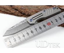Mini Whale Sand keychain folding Damascus steel knife UD405264